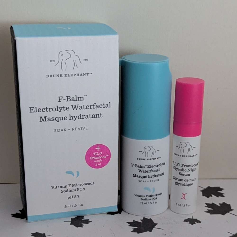 Drunk Elephant F Balm Electrolyte Water facial + TLC Framboos Serum Set